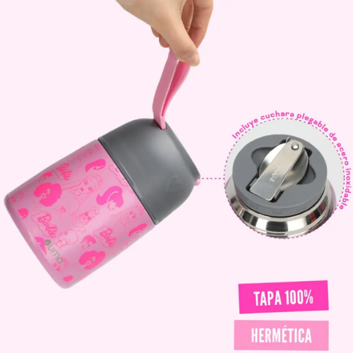 Termo Comida Barbie & Friends + Cuchara 450ml Acero Inox UMA