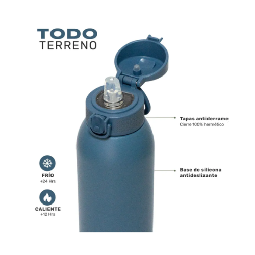 Botella Térmica Agua Acero Inox 3 Tapas HydroCore 1Lt Lhotse