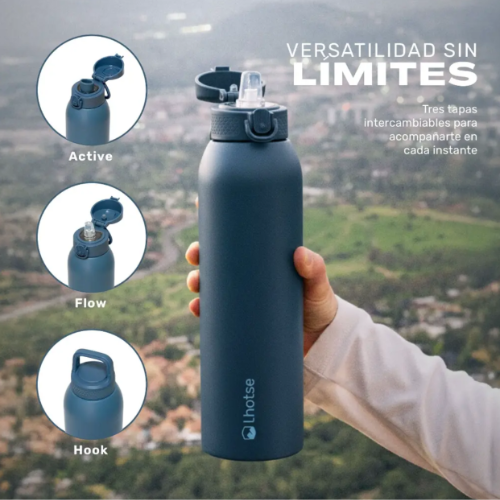 Botella Térmica Agua Acero Inox 3 Tapas HydroCore 1Lt Lhotse