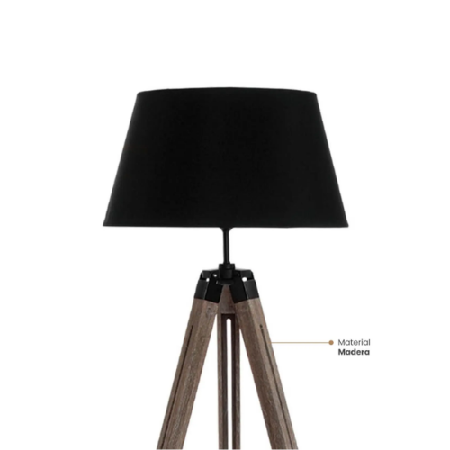 Lámpara de Pie Trípode Rodo Madera Negra
