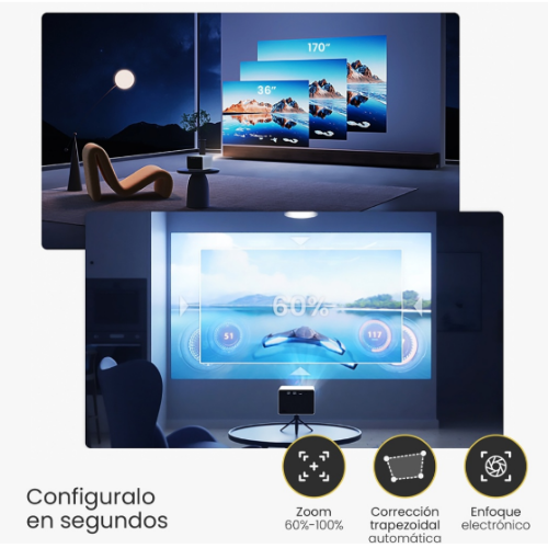 Proyector Portatil Mini Halo 9000lm Bluetooth HD Levo