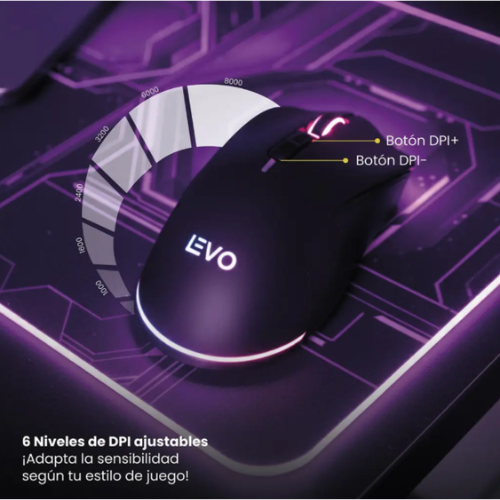 Mouse Gamer Inalambrico RGB NovaStrike Negro LEVO
