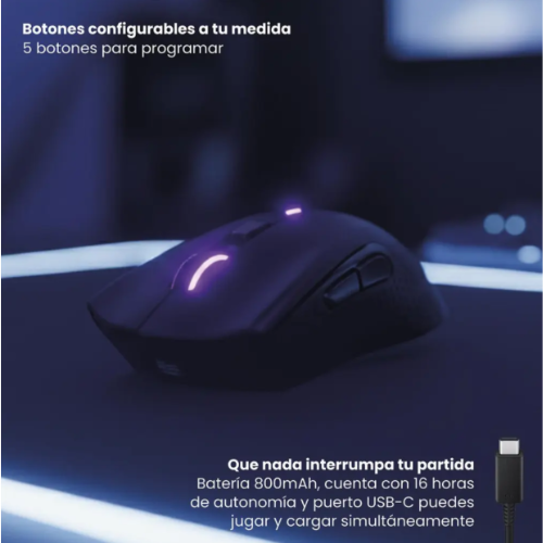 Mouse Gamer Inalambrico RGB NovaStrike Negro LEVO
