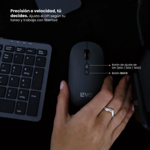 Mouse Inalámbrico Ultra Slim Silencioso Velar Grafito LEVO