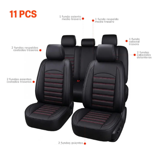 Fundas Cubreasientos Ecocuero Negro Universal XRoad