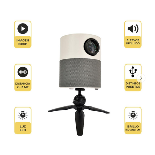 Proyector Led Portátil 360º Full HD Home Cinema Levo