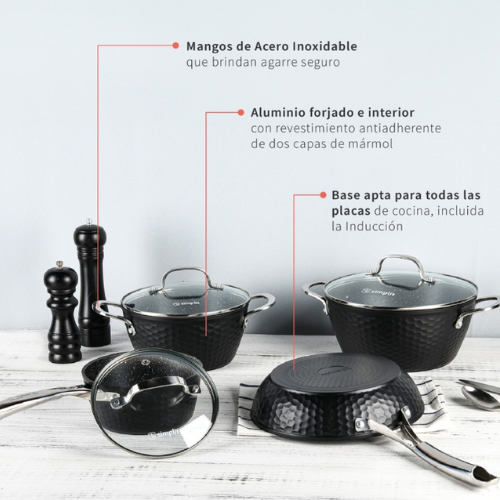 Batería de Cocina Antiadherente Copper