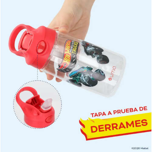 Botella Agua Niños Hot Wheels Race 420ml con Bombilla UMA